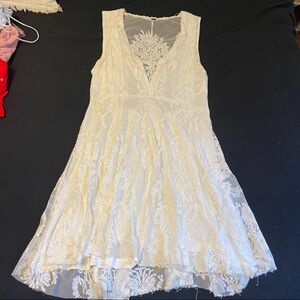 Free people white lace embroidered summer dress